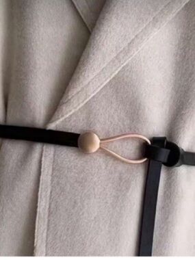 New! Black Leather Skinny Wrap Belt (44” One Size) NWOT